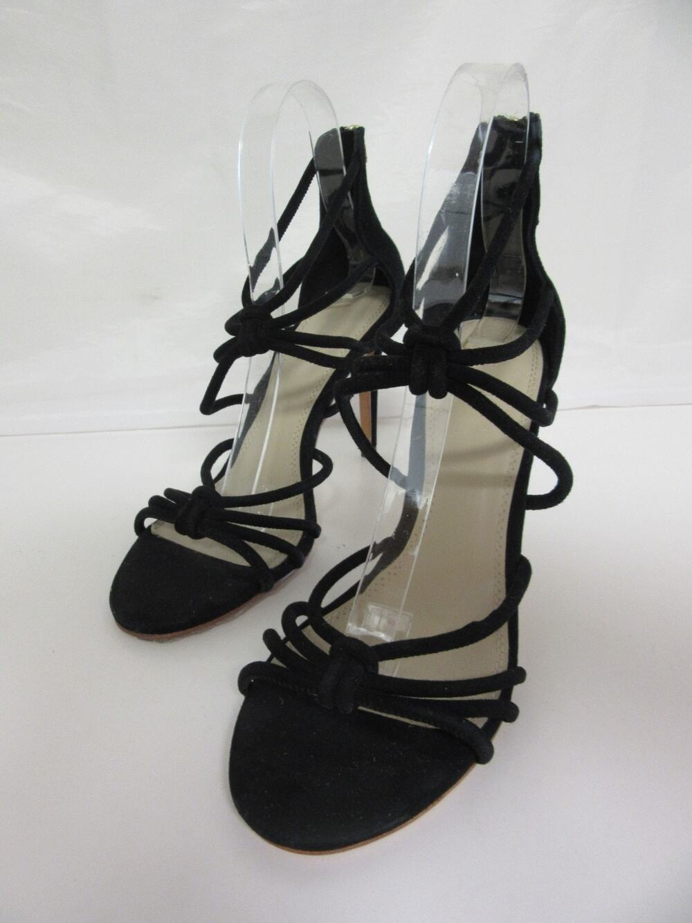 SANDRO Ella Black Suede 39 Strappy Evening Dressy Stiletto Heels Open Toe-JB2